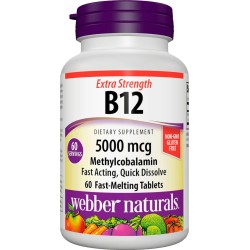 Webber Naturals Vitamin B12 5000mcgs 60`s Webber Naturals Vitamin B12 5000mcgs 60`s