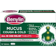 Benylin Mucus Cough & Cold All In One 16 Tablets
