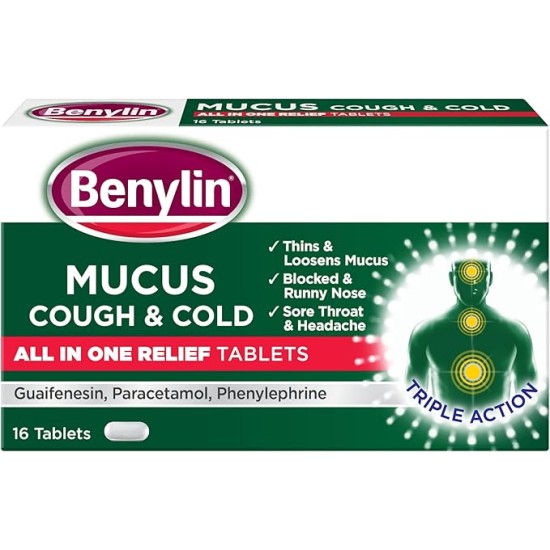 Benylin Mucus Cough & Cold All In One 16 Tablets