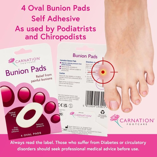 Carnation Bunion Oval Pads Pack Of 4