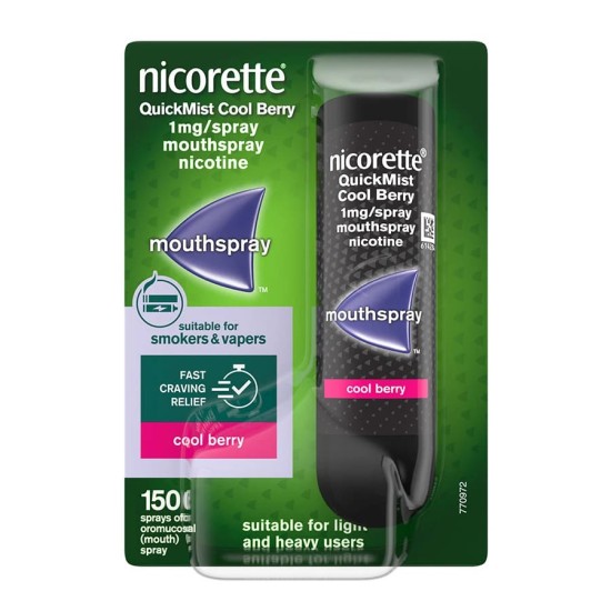 Nicorette QuickMist Mouthspray Cool Berry Single Nicorette QuickMist Mouthspray Cool Berry Single