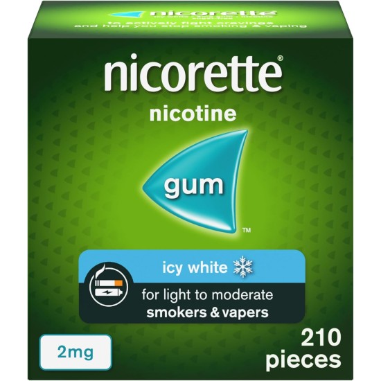Nicorette Icy White 2mg Gum Nicotine 210 Pieces Nicorette Icy White 2mg Gum Nicotine 210 Pieces