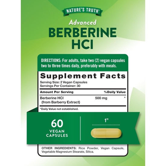Nature's Truth Berberine HCl 500mg 60 Capsules