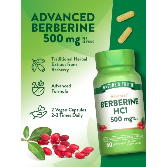 Nature's Truth Berberine HCl 500mg 60 Capsules