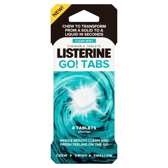 Listerine Go! Tabs Clean Mint 8 Chewable Fresh Breath Tablets