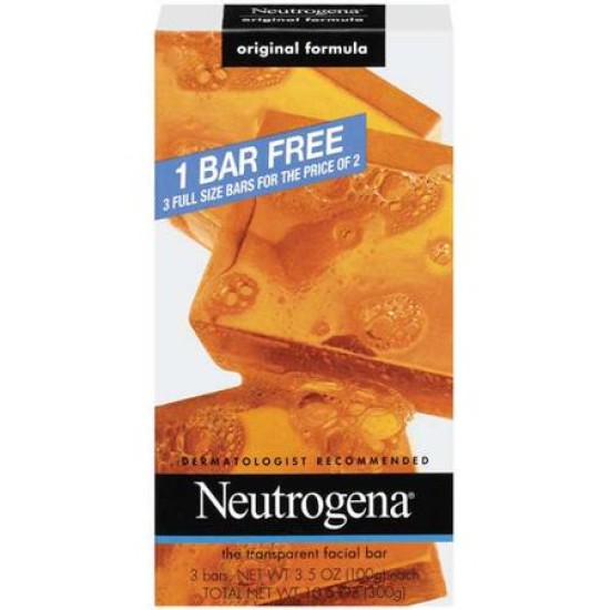 Neutrogena Transparent Facial Bar Soap 3 Pack Original Formula