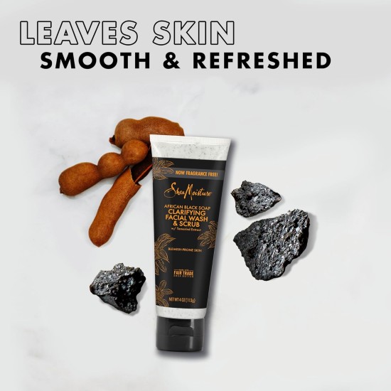 Shea Moisture African Black Soap Clarifying Facial Wash & Scrub 113ml