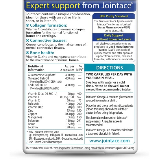 Vitabiotics Jointace Omega-3 Oil And Glucosamine 30 Capsules
