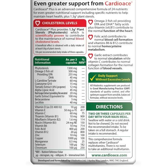 Vitabiotics Cardioace Plus Omega-3 Capsules 60 Capsules