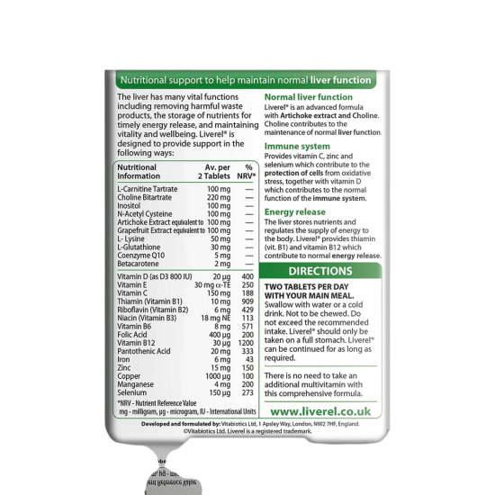 Vitabiotics Liverel 30 Tablets
