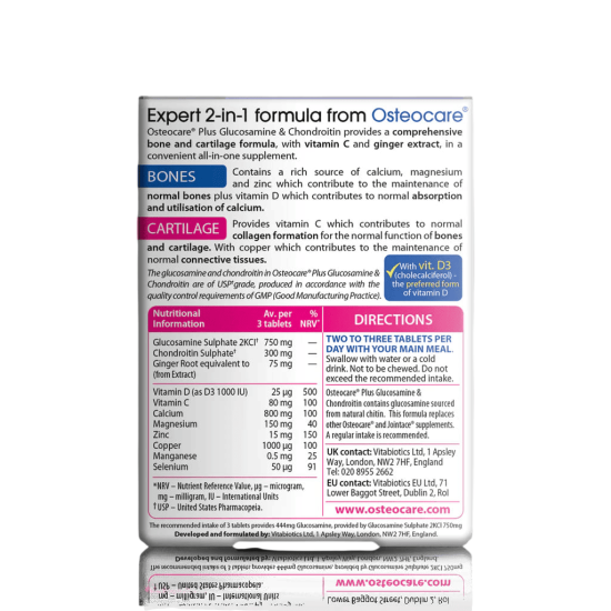 Vitabiotics Osteocare Plus Glucosamine And Chondroitin 60 Tablets