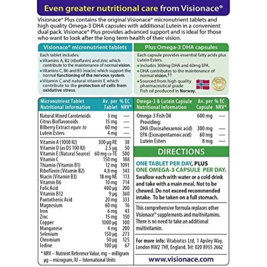 Vitabiotics Visionace Plus Omega-3 56 Tablets