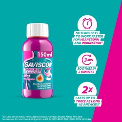 Gaviscon Double Action Mint Flavour Liquid Sugar Free 150ml Gaviscon Double Action Mint Flavour Liquid Sugar Free 150ml