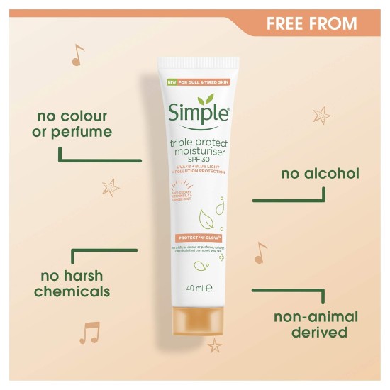 Simple Triple Protect Moisturizer Spf 30 Face Cream 40ml