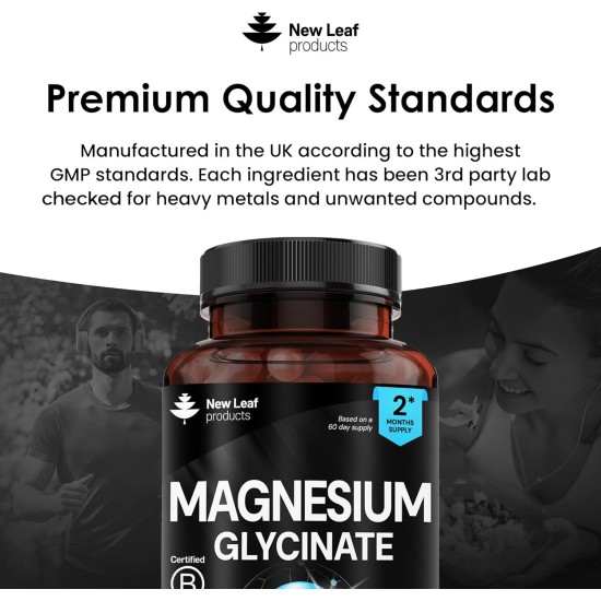 Magnesium Glycinate - 120 High Strength Capsules for Bones, Muscle Health