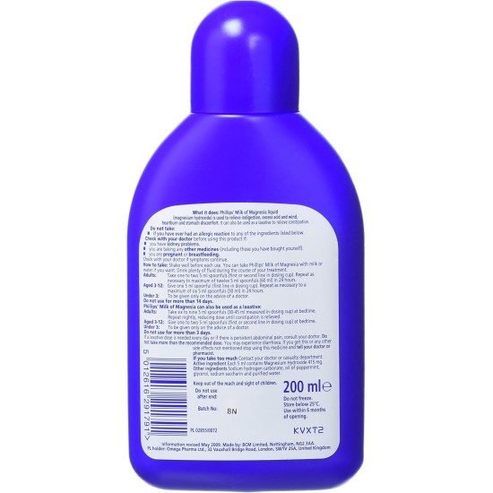 Phillips Milk Of Magnesia Liquid Mint 200ml