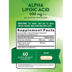Nature's Truth Alpha Lipoic Acid 600mg 60 Capsules Nature's Truth Alpha Lipoic Acid 600mg 60 Capsules
