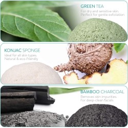 CS Beauty Set of Konjac Sponges 3X Natural Exfoliating Sponge