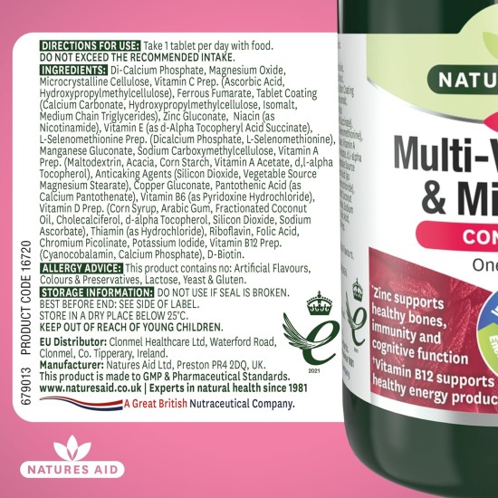 Natures Aid Complete Multi-vitamins And Minerals (vegetarian Antioxidant Formula) 90 Tablets