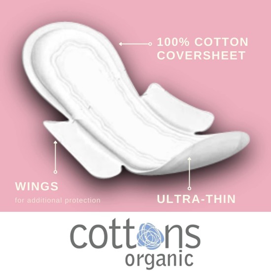 Cottons Ultra-Thin Cotton Pads with Wings Super 12 Pack Cottons Ultra-Thin Cotton Pads with Wings Super 12 Pack