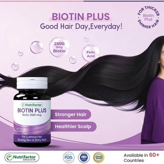 Nutrifactor Biotin Plus 2500 mcg Tabs 60`s Nutrifactor Biotin Plus 2500 mcg Tabs 60`s