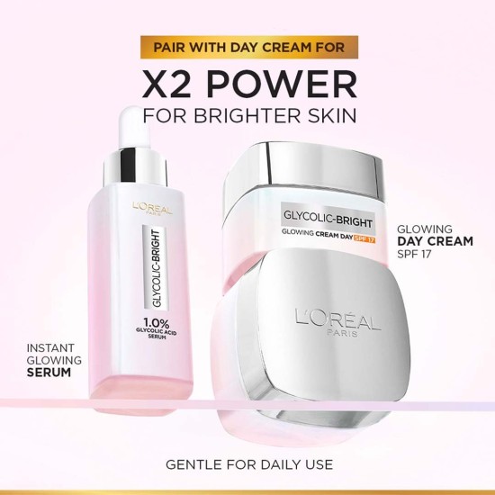 L'Oreal Paris Brightening Serum, 1% Glycolic Acid, 2% Niacinamide Serum 15ml