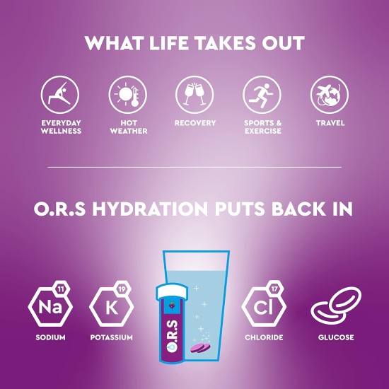 O.R.S Hydration Tablets with Electrolytes Blackcurrant Flavour 12 Tablets O.R.S Hydration Tablets with Electrolytes Blackcurrant Flavour 12 Tablets