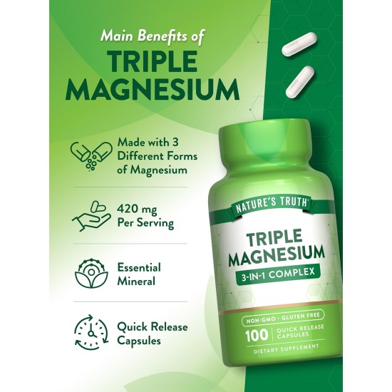 Nature's Truth Triple Magnesium 100 Capsules