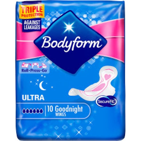 Bodyform Ultra Goodnight With Wings Large 10 Sanitary Towels