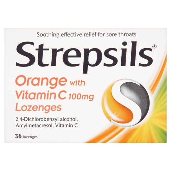 Strepsils Orange Vitamin C With 100mg 36 Lozenges