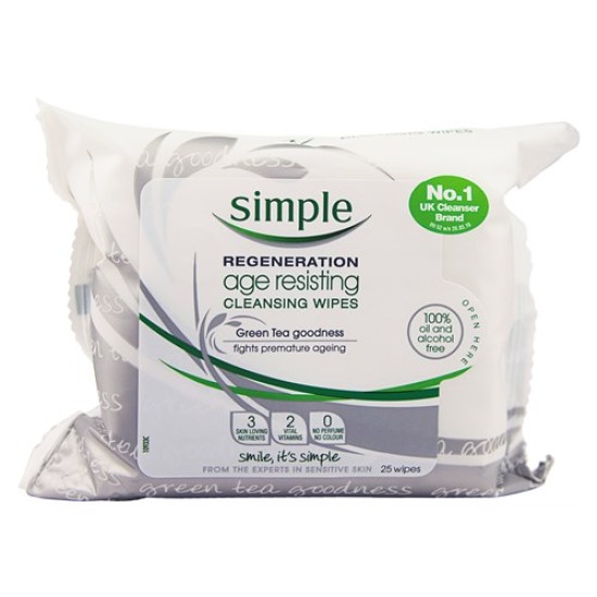 Simple Regeneration Age Resisting Cleansing Wipes 25 Wipes