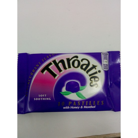 Throaties Blackcurrant Flavour With Honey And Menthol 10 Pastilles