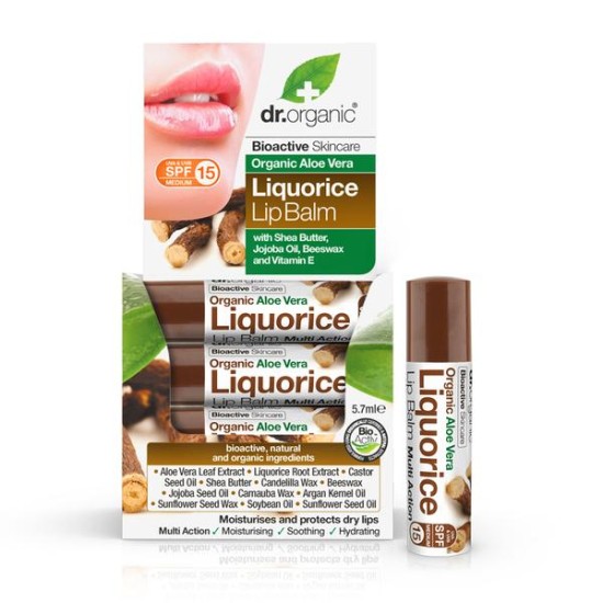 Dr Organic Aloe Vera Liquorice Lip Balm Spf15 5.7 Ml Dr Organic Aloe Vera Liquorice Lip Balm Spf15 5.7 Ml