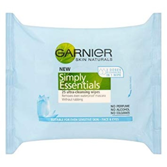 Garnier Simply Essentials For Sensitive Skin 25 Quilted Wipes
