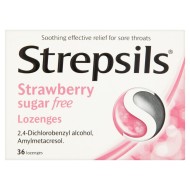 Strepsils Strawberry Sugar Free 36 Lozenges