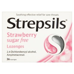 Strepsils Strawberry Sugar Free 36 Lozenges