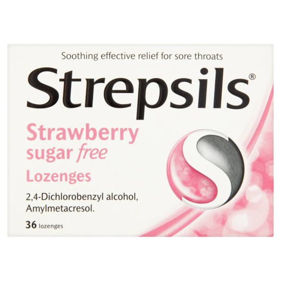 Strepsils Strawberry Sugar Free 36 Lozenges