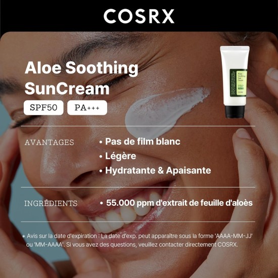 COSRX Aloe Soothing Sun Cream SPF 50+++ Daily Hydrating Sunscreen 50ml