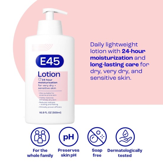E45 Moisturizing Lotion for Very Dry, Sensitive Skin 500ml