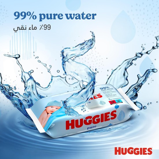 Huggies Pure Unscented Baby Wipes 56 Pack