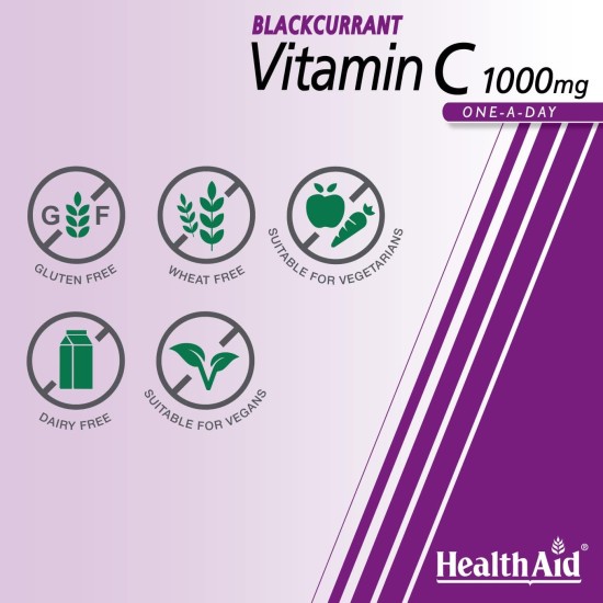 Health Aid Blackcurrant Vitamin C 1000g 20 Effervescent Tablets