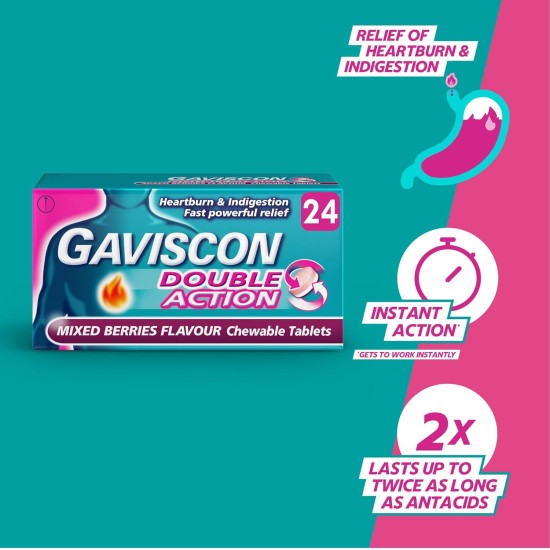 Gaviscon Double Action Mixed berries 48 Chewable Tablets