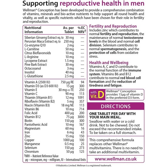 Vitabiotics Wellman Conception 30 Tablets Vitabiotics Wellman Conception 30 Tablets