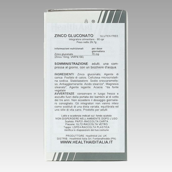HealthAid Zinc Gluconate 70mg 90 Vegan Tablets HealthAid Zinc Gluconate 70mg 90 Vegan Tablets
