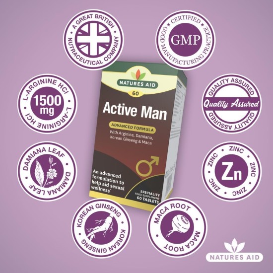 Natures Aid Active Man Tablets High Strength Supplement 60 Tablets