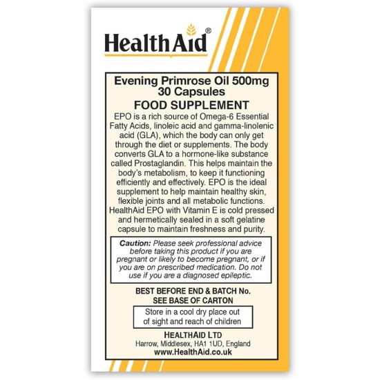Health Aid Evening Primrose 500mg 60 Capsules Health Aid Evening Primrose 500mg 60 Capsules