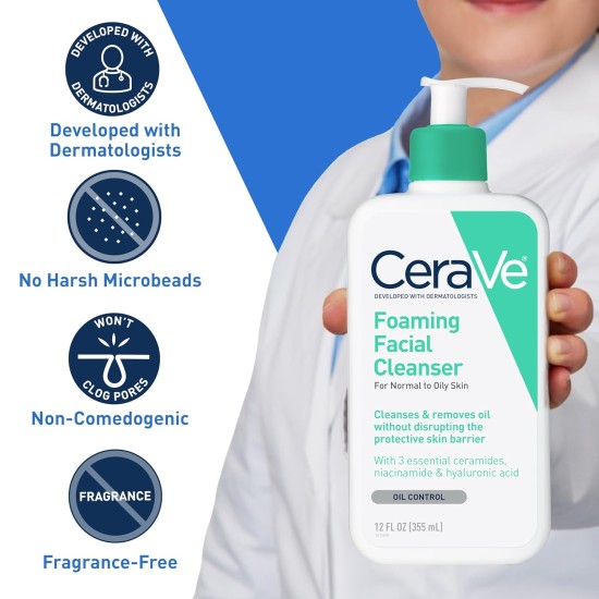 CeraVe Foaming Facial Cleanser for Normal to Oily Skin 16oz CeraVe Foaming Facial Cleanser for Normal to Oily Skin 16oz